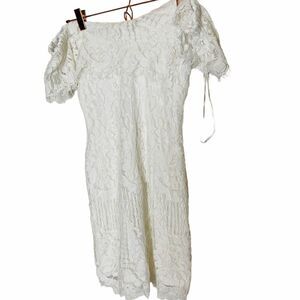 EUC ANGL Promesa White Lace Off Shoulder Mini Dress Small